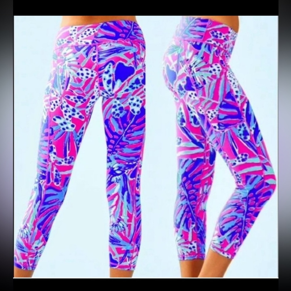 Lilly Pulitzer Luxletic Weekender Midi Legging-Bourgainvillea Pink Cliffside XS
